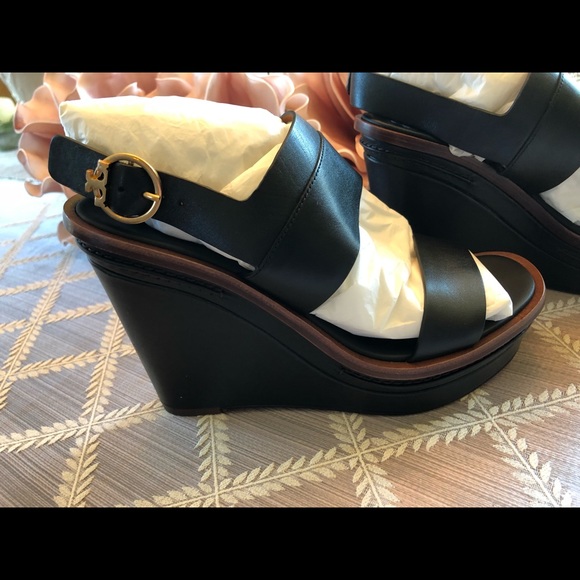 Tory Burch Selby Leather Wedge - Sz 6.5 - NEW 🖤 - Picture 3 of 11